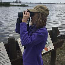 Tasha with binoculars