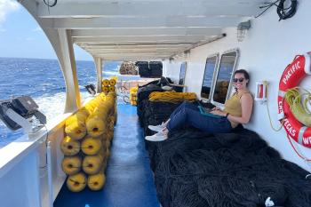 Melissa Cronin, sits aboard the Pacific Princess